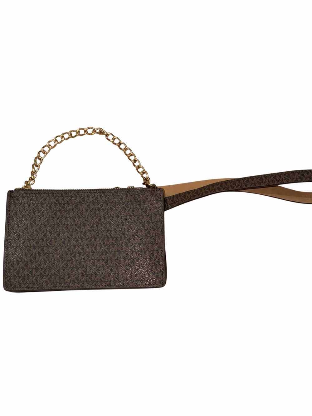 Michael Kors Brown Signature Monogram Belt Bag with Gold Chain - Picture 2 of 7